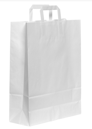 Szalagfüles papírtáska 26cm. x 35cm. x 12cm. 10 db. FEHÉR