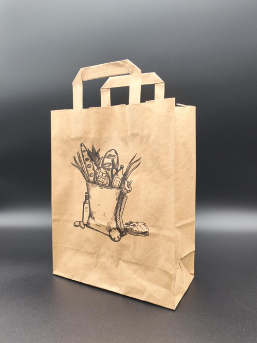 Szalagfüles papírtáska 18cm. x 22cm. x 8cm. 10 db. BARNA, PAPÍRSZATYOR